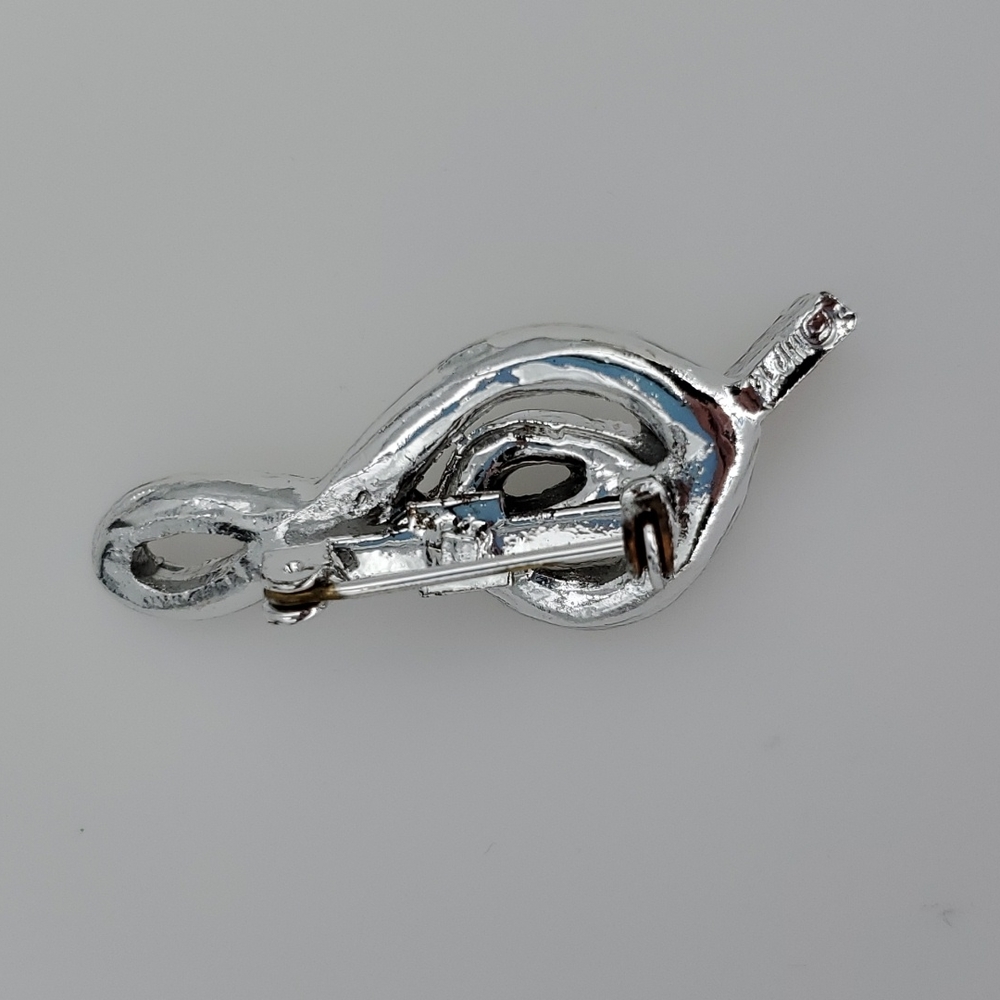 Vintage LJM Rhinestone Music Note Brooch - Picture 6 of 6